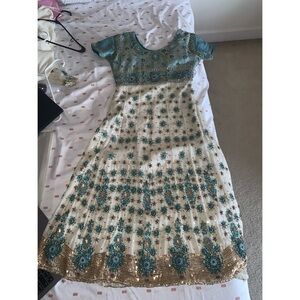 Blue and Cream Embroidered Anarkali (Teen)
